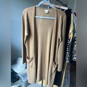 Yelete Women's Camel Open Front Cardigan